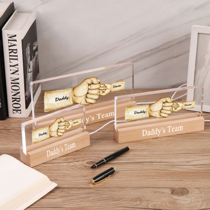 2 Names -  Personalised Name & Text Acrylic Night Light Custom Fist Bump LED Lamp Fathers Day Gifts-Jessemade AU