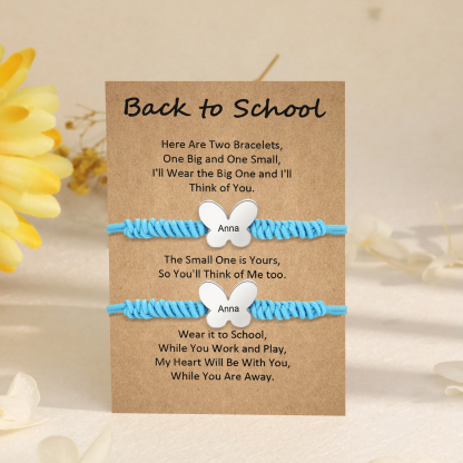 2 Pcs Butterfly Bracelet Set Custom 2 Names Adjustable Bracelets Back to School Gift for Daughter Granddaughter-Jessemade AU