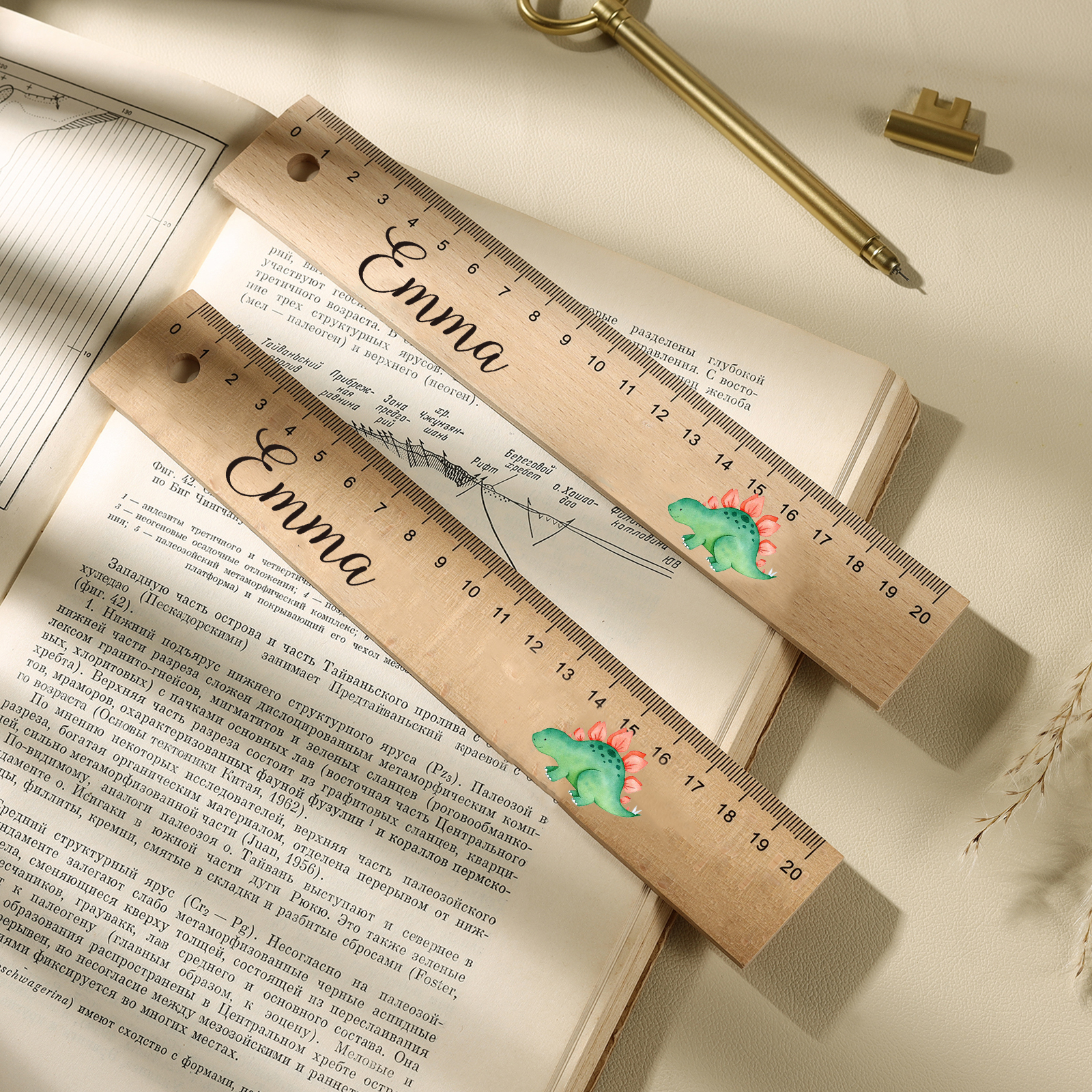 Custom 1 Name Ruler Wooden Dinosaur Ruler Back To School Gift for Boys Girls-Jessemade AU