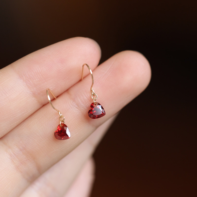 Women's Earrings Heart-Shaped Pedant Red Earrings Birthday Gifts for Her-Jessemade AU