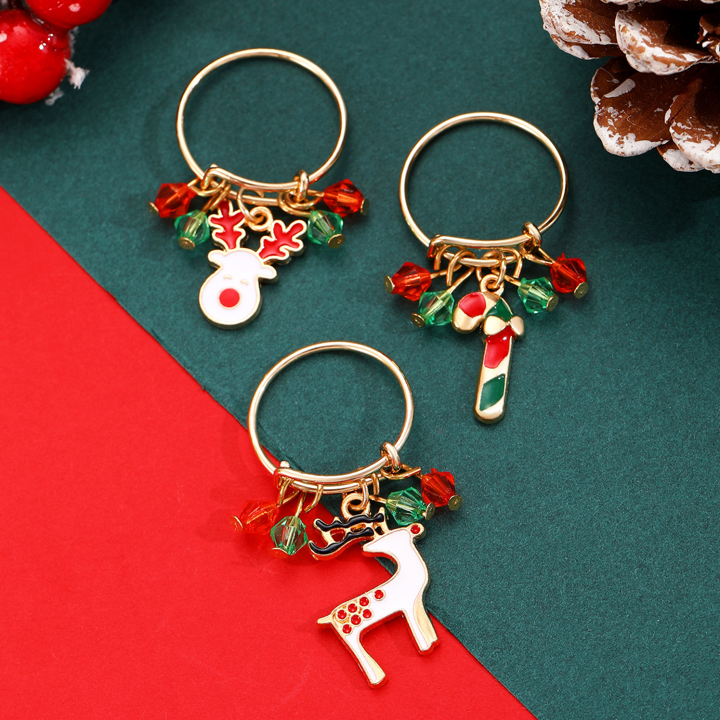 Christmas Charm Rings Festive Gift for Family Members-Jessemade AU