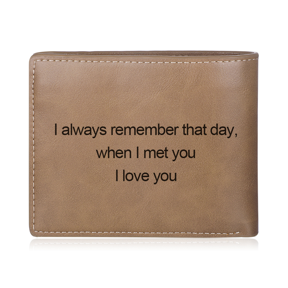 Personalised Men's Wallet Custom Photo & Text Brown Billfold Wallet Gift for Grandpa