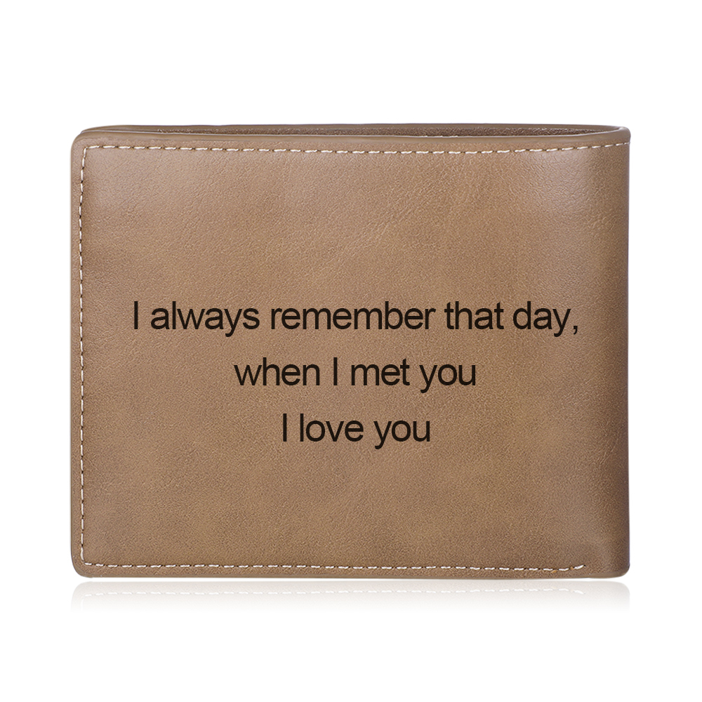 Personalised Men's Wallet Custom Photo & Text Brown Billfold Wallet Gift for Grandpa