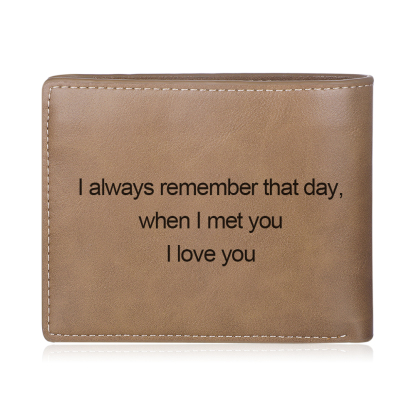 Personalised Men's Wallet Custom Photo & Text Brown Billfold Wallet Gift for Grandpa