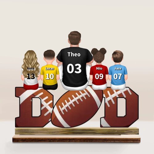Personalised DAD Footy Wooden Plaque, Family Jerseys