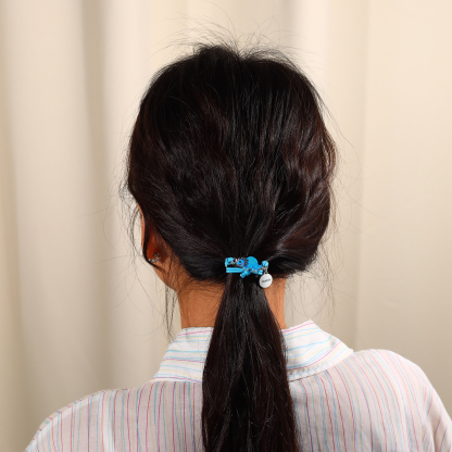 2 Pcs Bracelet Set Custom Names Blue Dinosaur Charm Hair Ties Back To School Gift - My Heart Will Be With You Throughout The Day-Jessemade AU