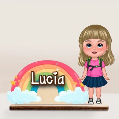 Personalised Standing Wooden Plaque – Custom Name Rainbow Gift | Jessemade