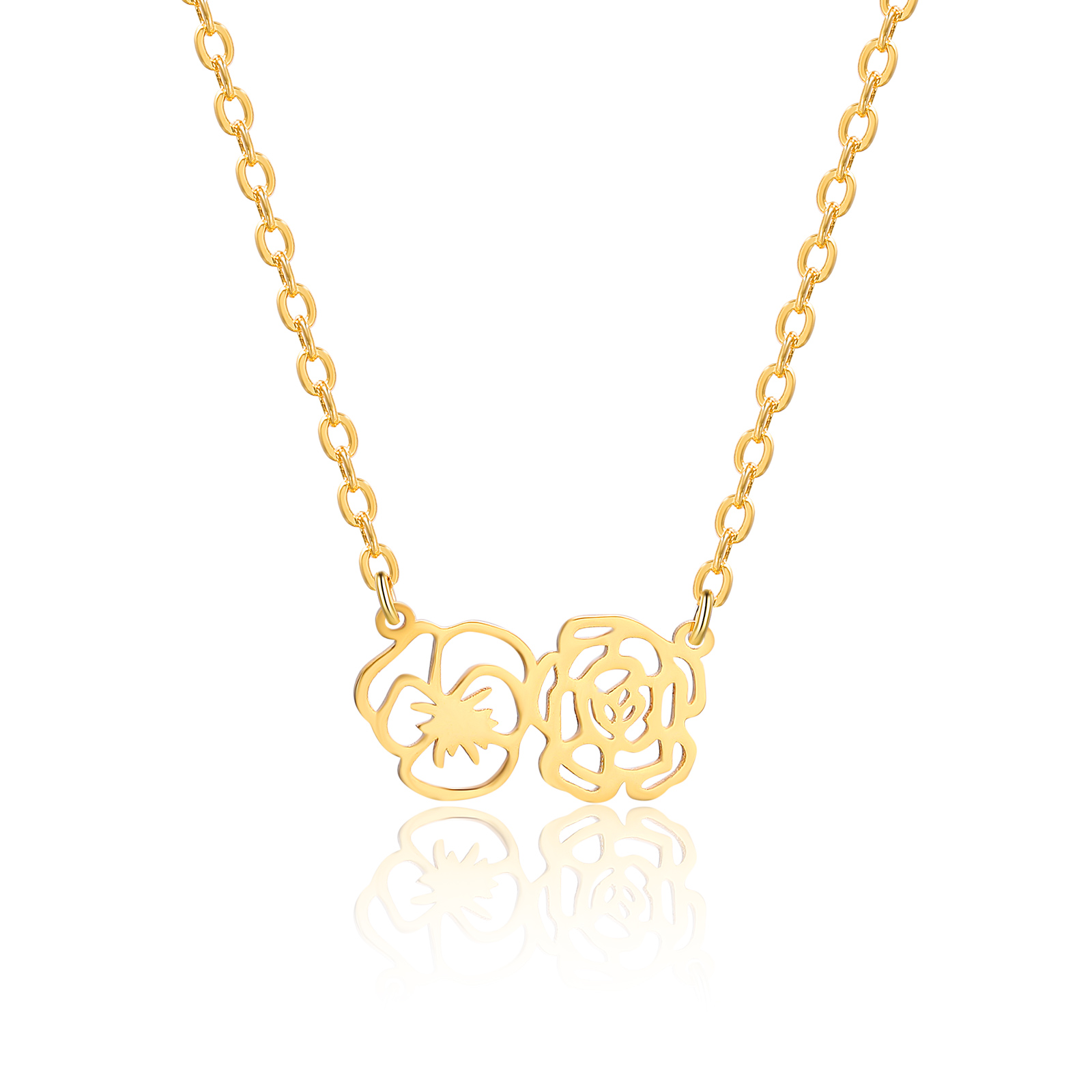 Personalised 2 Birthday Flowers Necklace Gold Custom Pendant Necklace Birthday Gift for Her-Jessemade AU