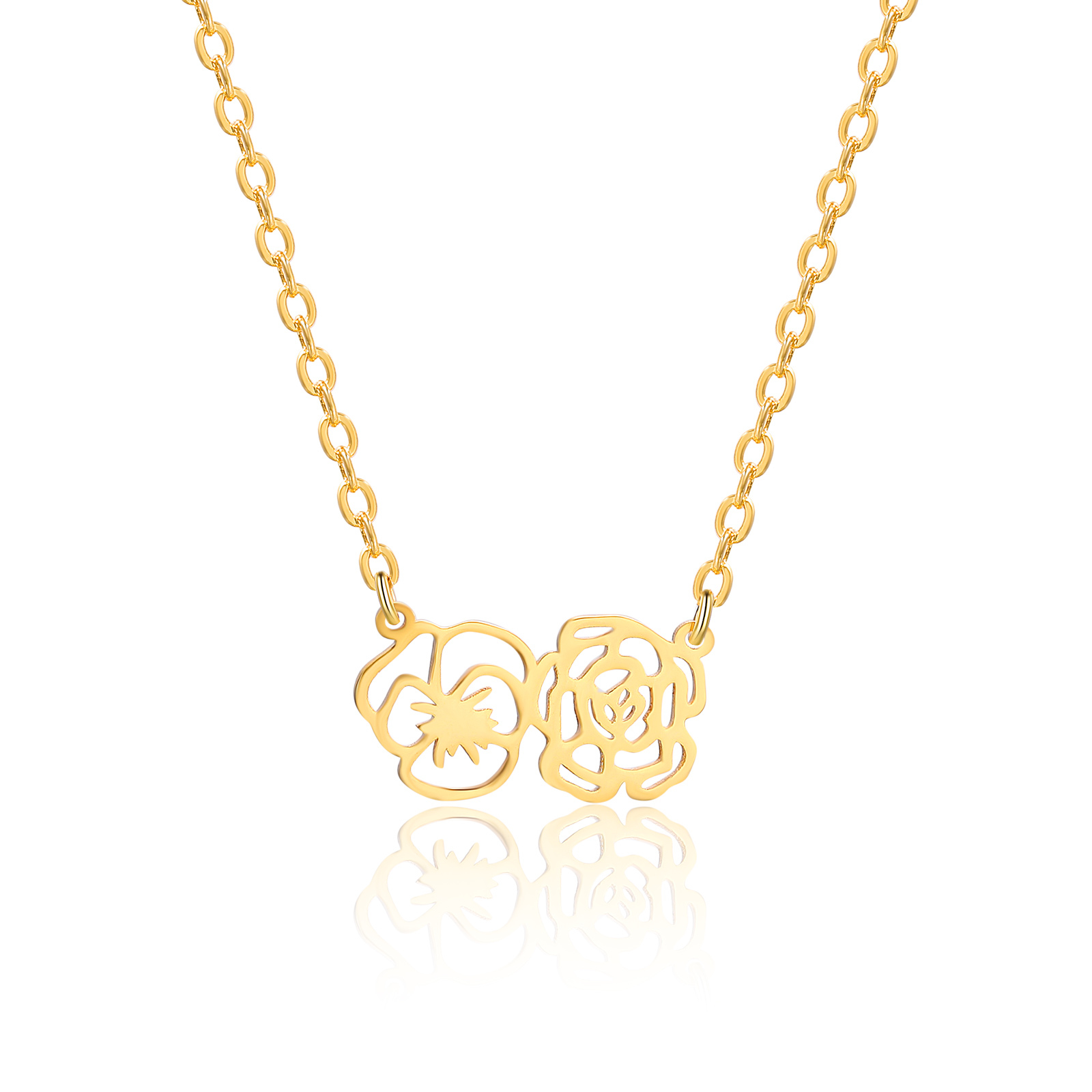 Personalised 2 Birthday Flowers Necklace Gold Custom Pendant Necklace Birthday Gift for Her-Jessemade AU