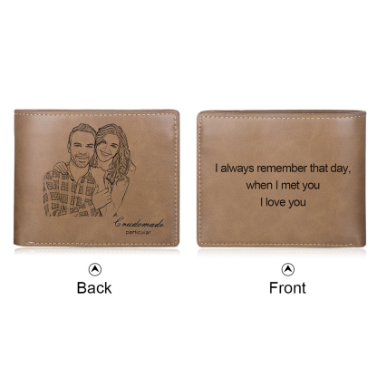Personalised Men's Wallet Custom Photo & Text Brown Billfold Wallet Gift for Grandpa