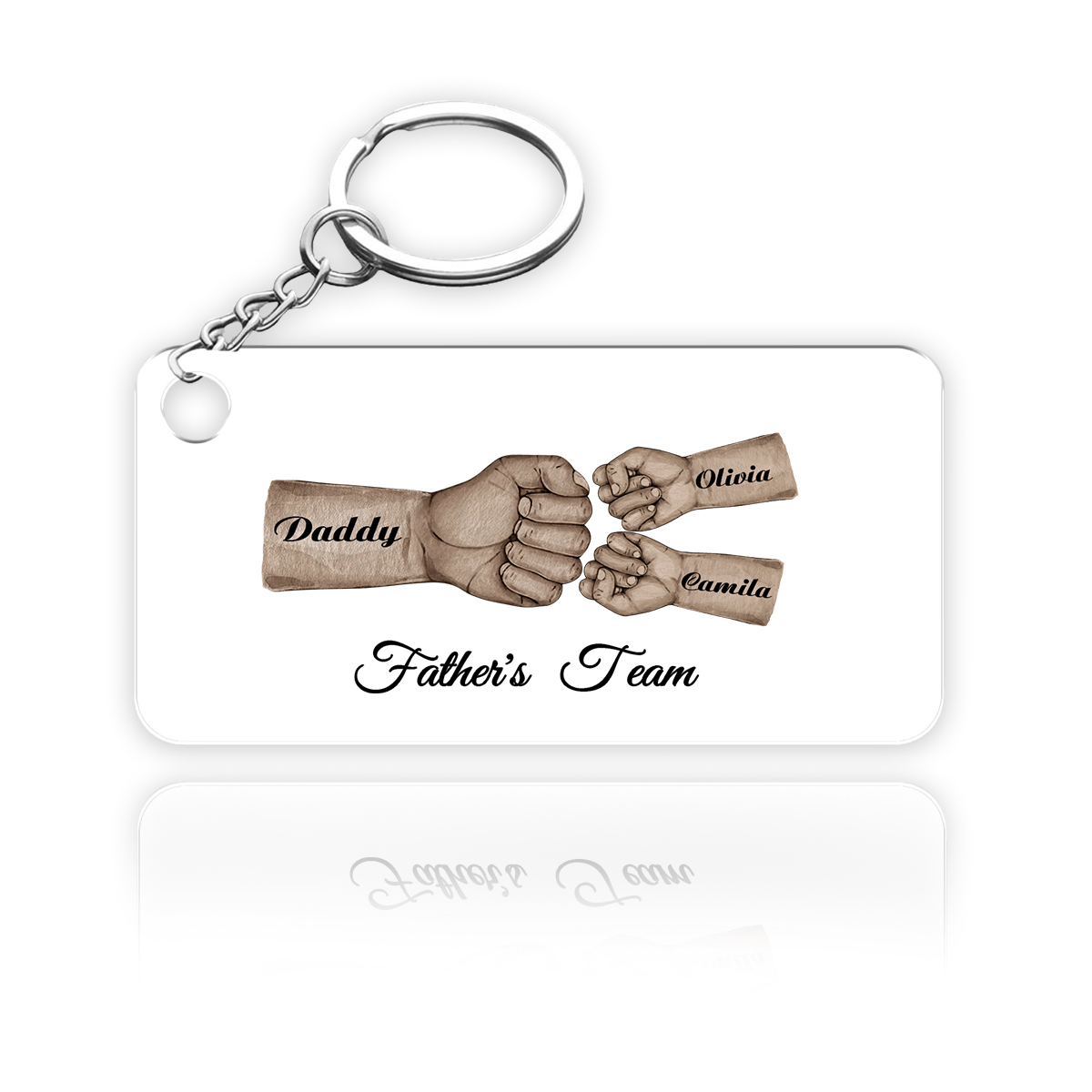 3 Names - Personalised Text & Name Acrylic Keychain Fist Bump Fathers Day Gifts for Dad/Grandpa-Jessemade AU