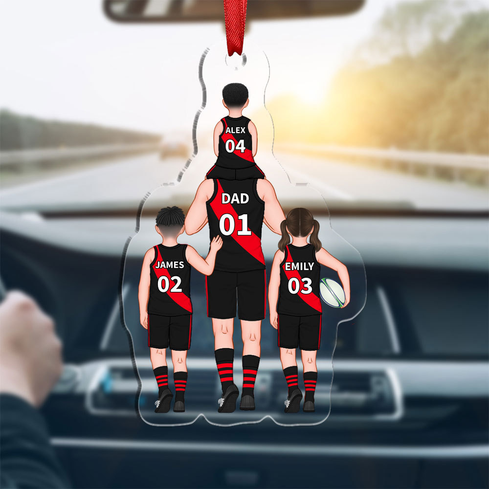 Personalised 2–9 Names Acrylic Keyrings Dad and Kids Australian Rules Football Team Family Keychain Custom Father's Day Gift for Dad Grandpa-Jessemade AU