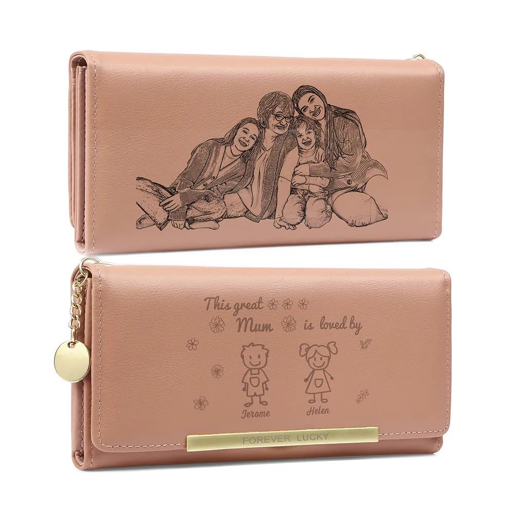 To my Mum - Personalised Photo Women Wallet Custom With 2 Kids/Pets And 2 Names –“This Great Mum Is Loved By" | Jessemade