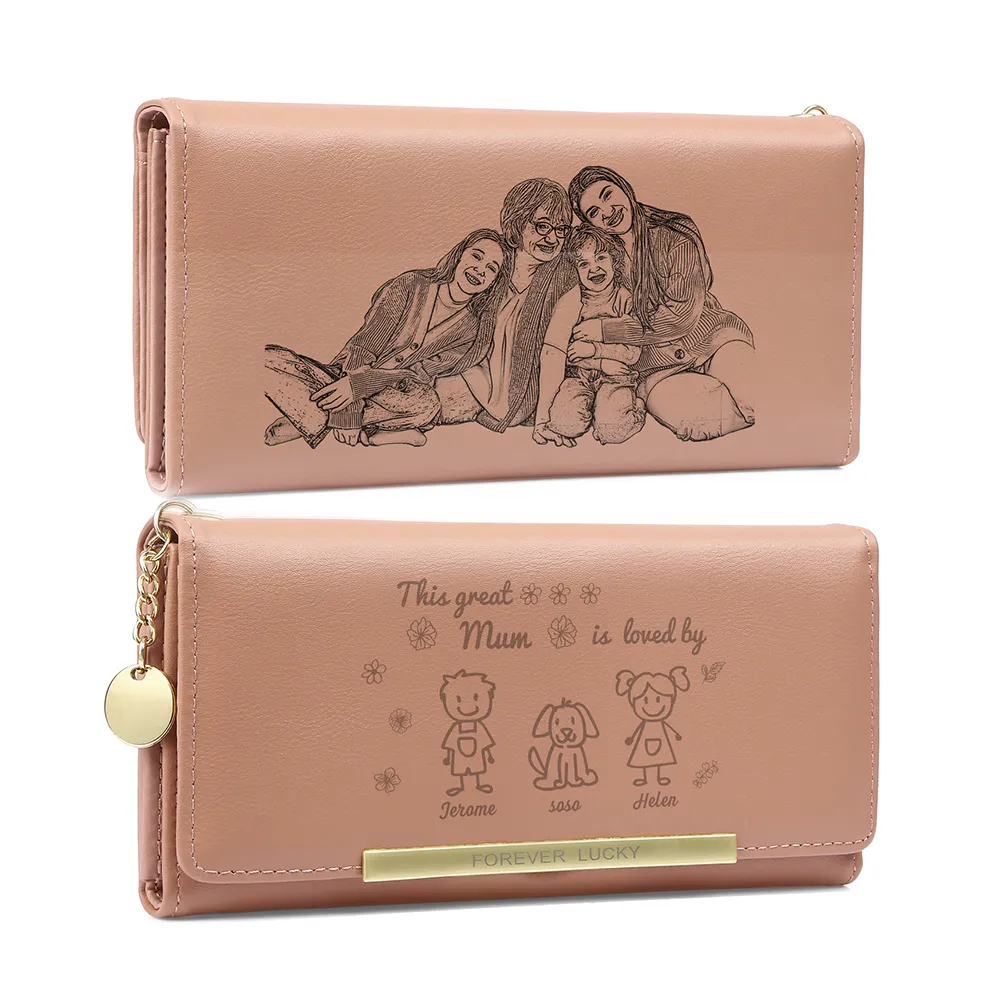 To my Mum - Personalised Photo Women Wallet Custom With 3 Kids/Pets And 3 Names –“This Great Mum Is Loved By" | Jessemade