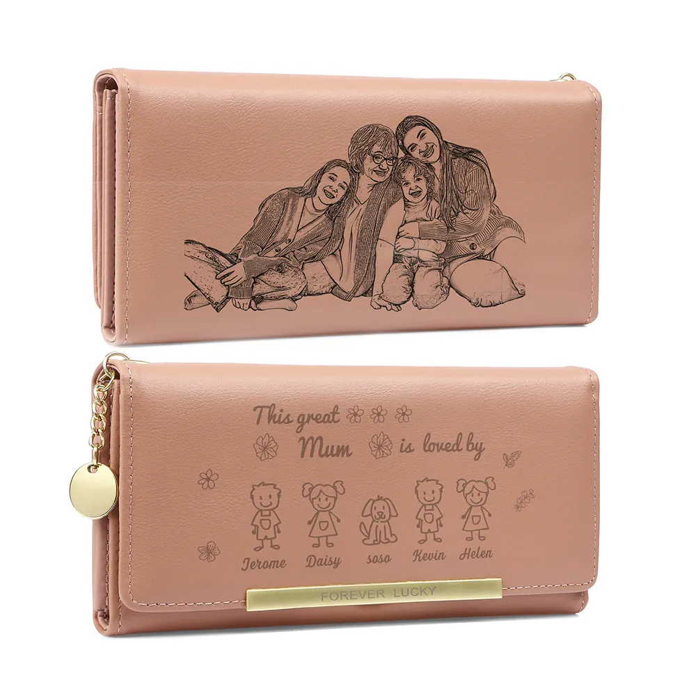 To my Mum - Personalised Photo Women Wallet Custom With 5 Kids/Pets And 5 Names –“This Great Mum Is Loved By" | Jessemade