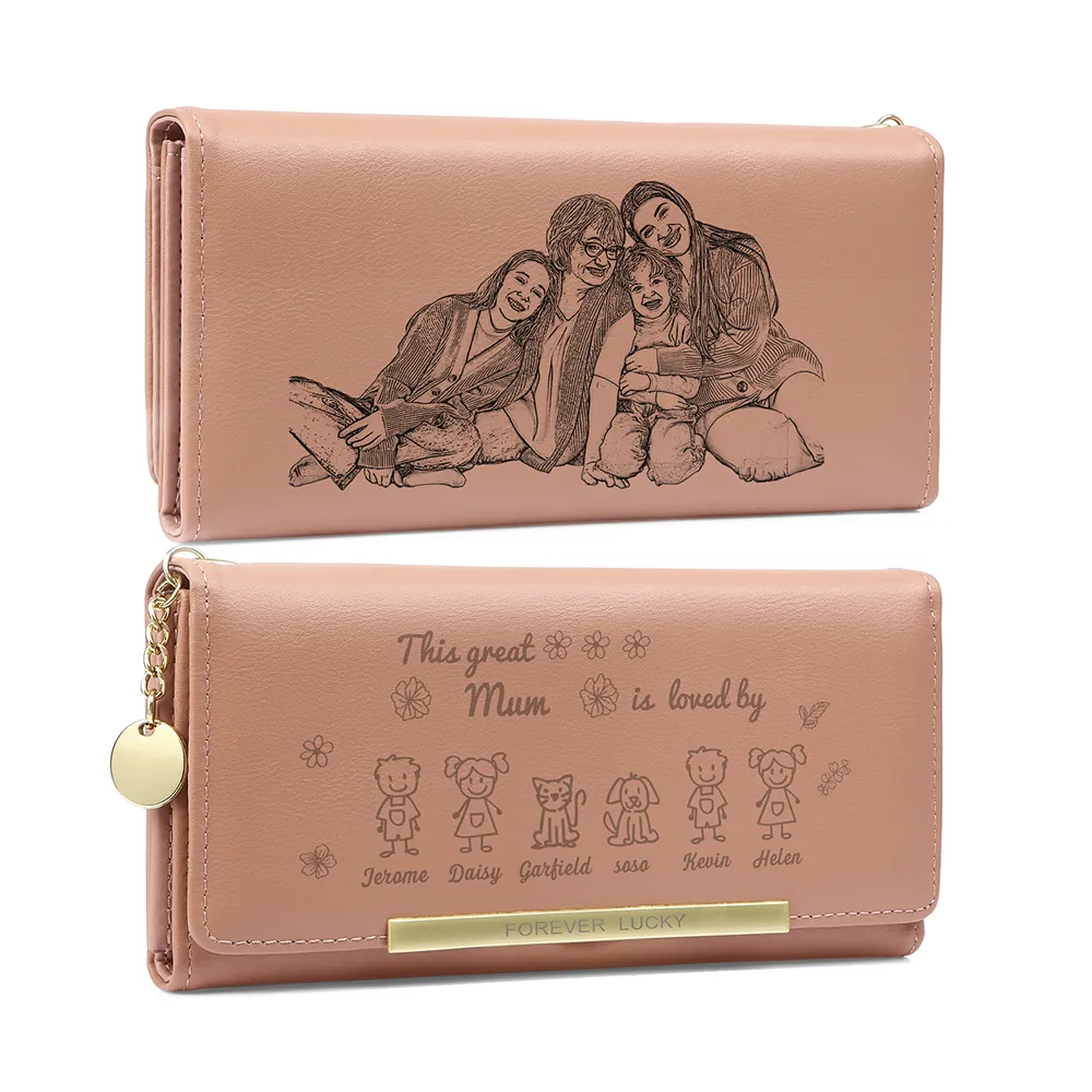 To my Mum - Personalised Photo Women Wallet Custom With 6 Kids/Pets And 6 Names –“This Great Mum Is Loved By" | Jessemade