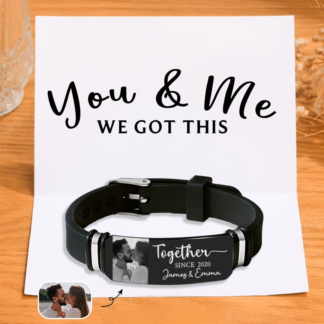 Personalised Men Bracelet You and Me We Got This Gift Set for Him