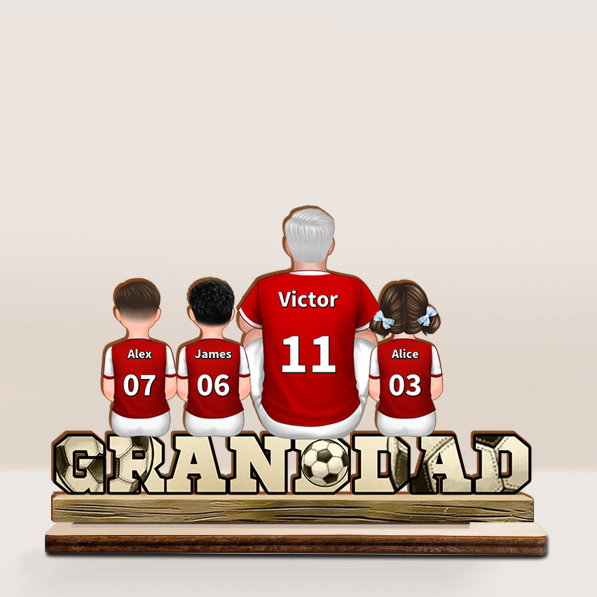 To my Granddad - Personalised Wooden Football Decoration with 2-5 Names and Children | Grandfather’s Day Gifts | Jessemade