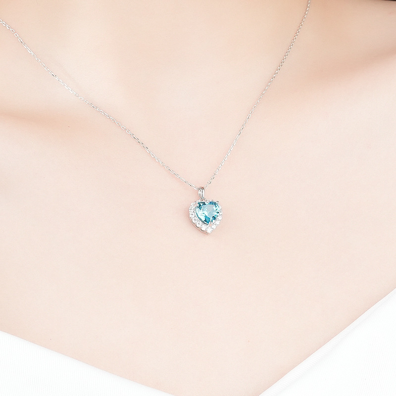 Personalized 925 Silver Heart Pendant Custom Birthstone Necklace Birthday Gifts For Her-Jessemade AU