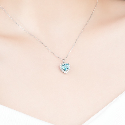 Personalized 925 Silver Heart Pendant Custom Birthstone Necklace Birthday Gifts For Her-Jessemade AU