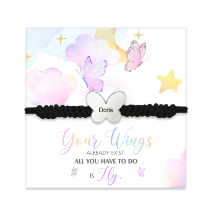 Butterfly Adjustable Bracelet Custom Name Bracelet Gift for Daughter Granddaughter - Your Wings Always Exist, All You Have To Do Is Fly-Jessemade AU