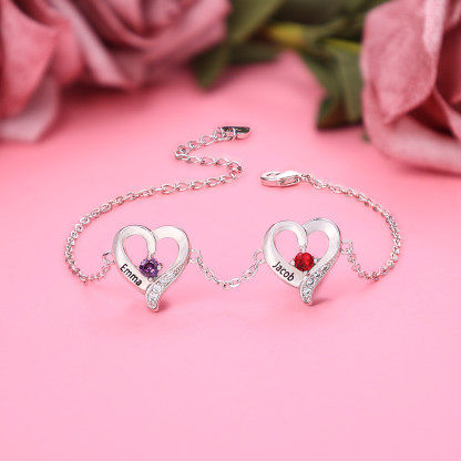 3 Names - Personalised Heart Bracelet Gift Set With Gift Box Custom Name & Birthstone Bracelet Gift For Her-Jessemade AU