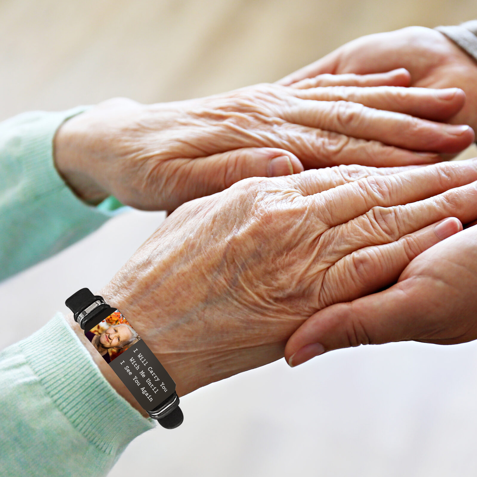 I Will Carry You With Me Until I See You Again Memorial Bracelet Custom Photo Adjustable Bracelet Set-Jessemade AU