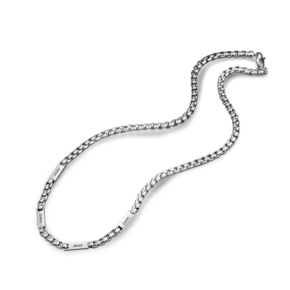 Personalized 4 Names Cuban Link Chain Necklace Stainless Steel Men Necklace