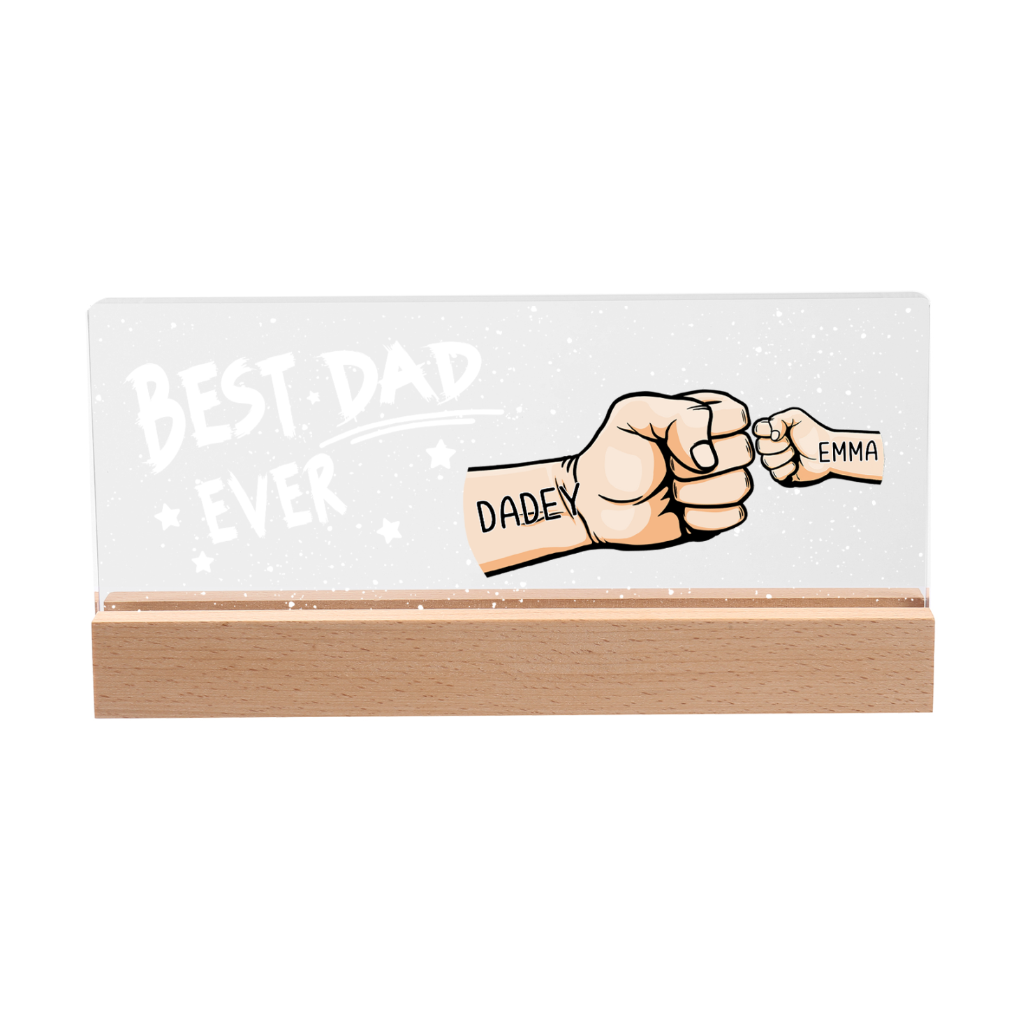 Best Dad Ever - Personalised 2 Names Acrylic Night Light Custom Fist Bump LED Lamp Fathers Day Gifts-Jessemade AU
