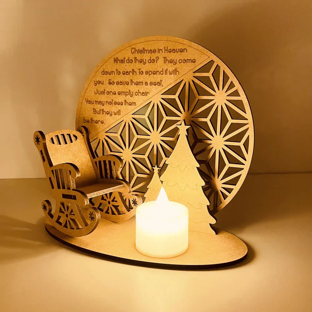 Personalised Christmas in Heaven Rocking Chair Ornament Memorial Tabletop Plaque