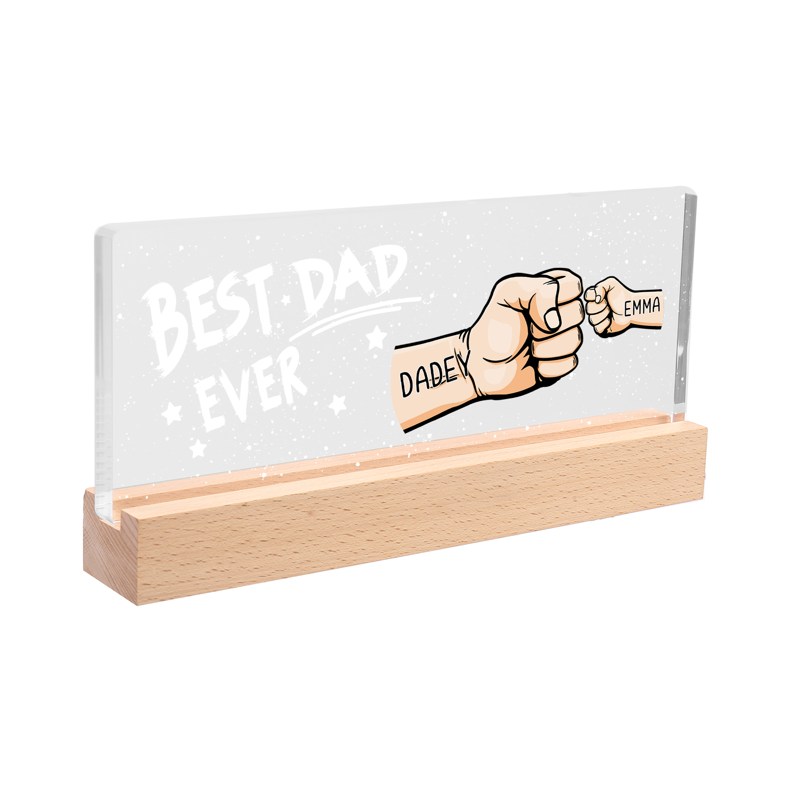 Best Dad Ever - Personalised 2 Names Acrylic Night Light Custom Fist Bump LED Lamp Fathers Day Gifts-Jessemade AU