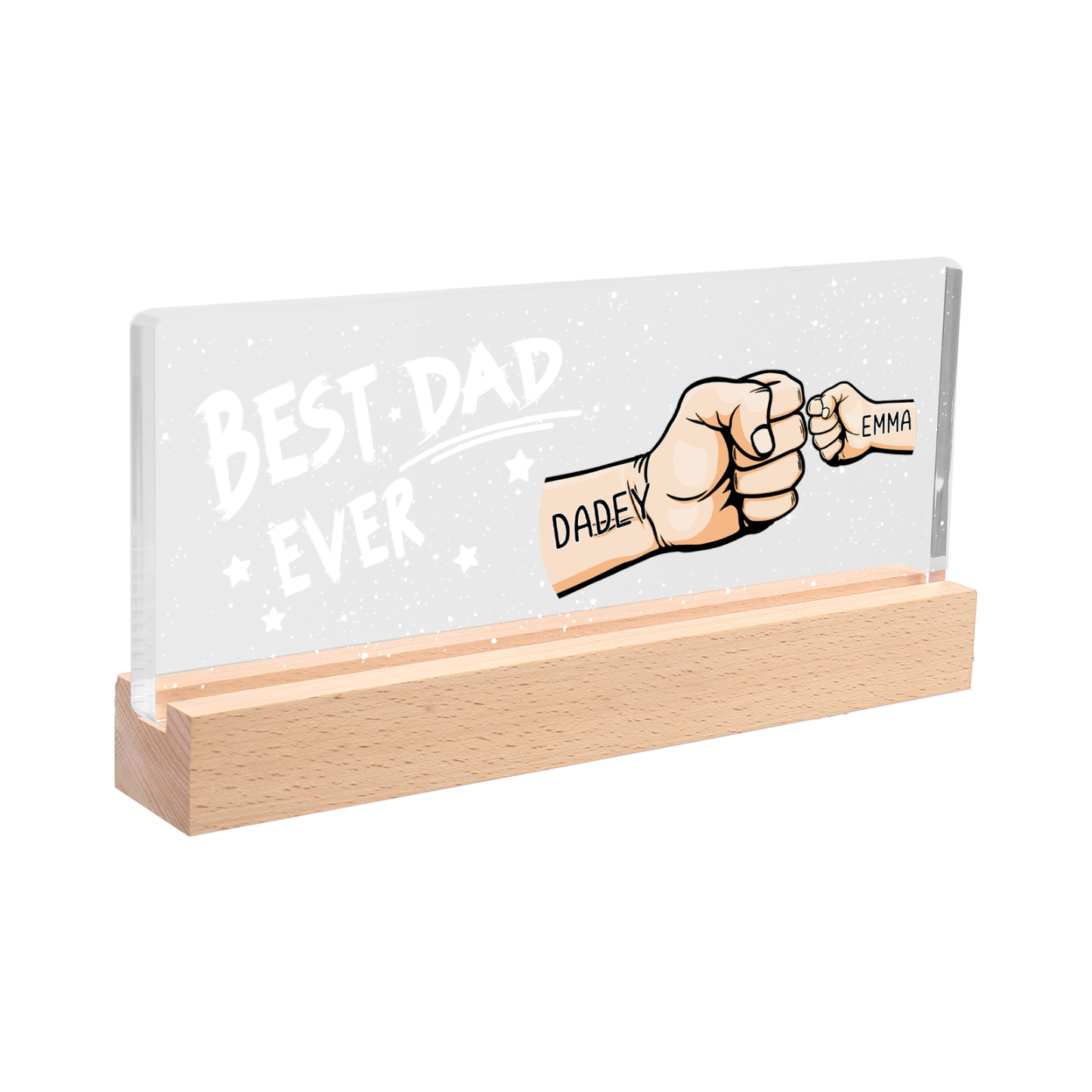 Best Dad Ever - Personalised 2 Names Acrylic Night Light Custom Fist Bump LED Lamp Fathers Day Gifts-Jessemade AU