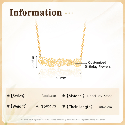Personalised 5 Birthday Flowers Necklace Gold Custom Pendant Necklace Birthday Gift for Her-Jessemade AU