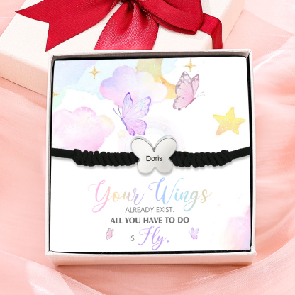 Butterfly Adjustable Bracelet Custom Name Bracelet Gift for Daughter Granddaughter - Your Wings Always Exist, All You Have To Do Is Fly-Jessemade AU