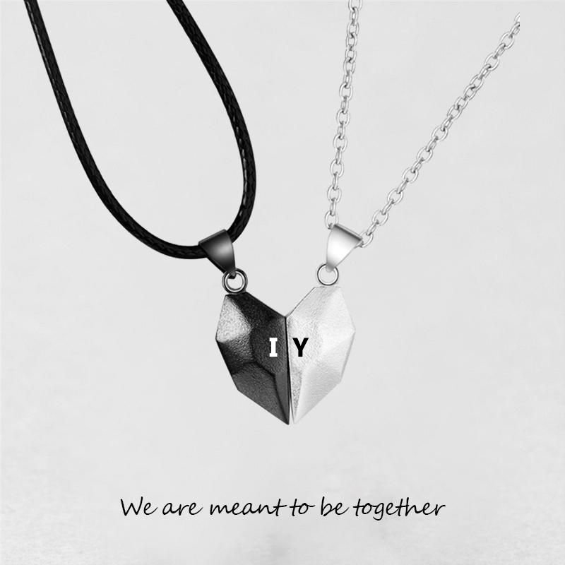 Two Souls One Heart Necklace Magnetic Heart Matching Necklace Couple Gift