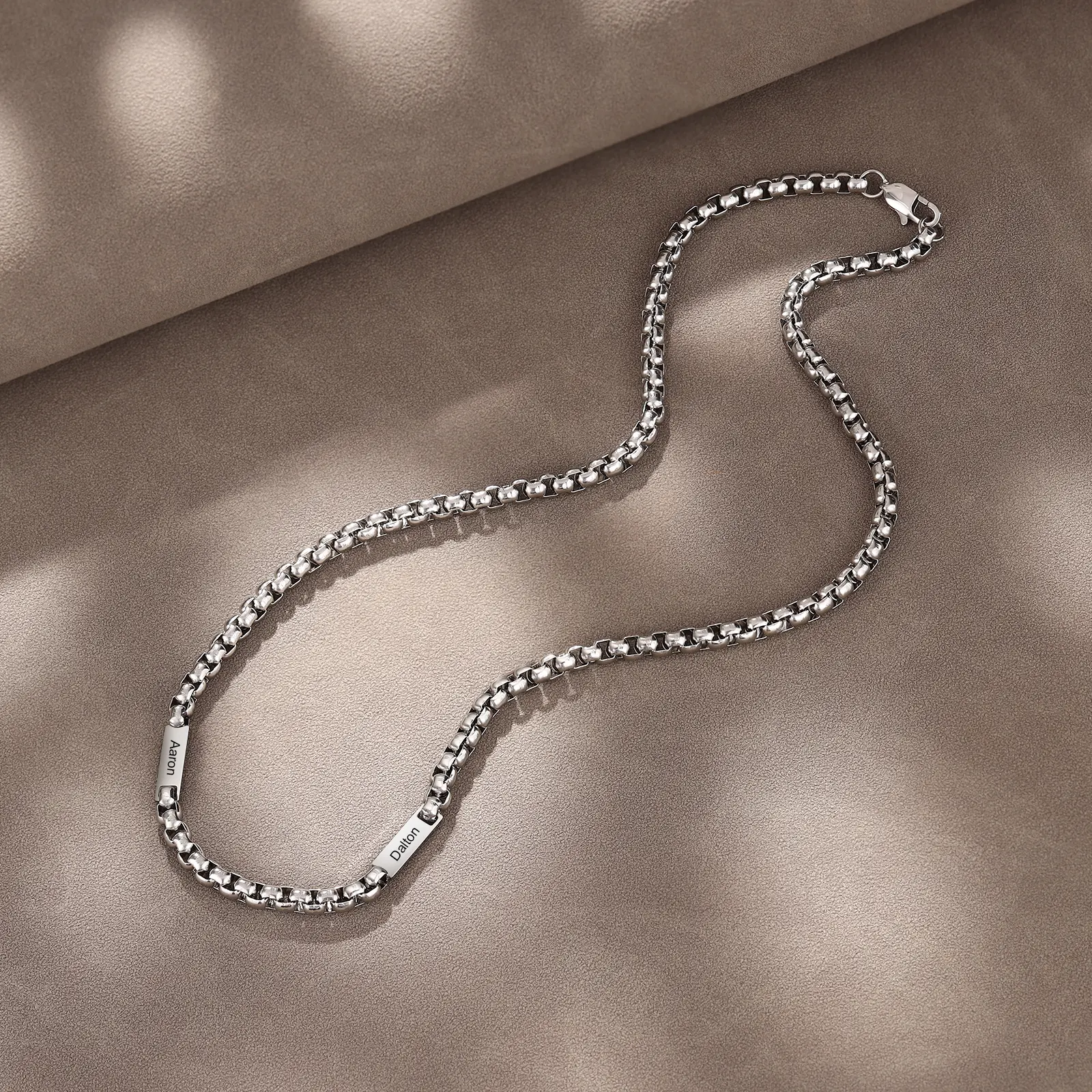 To My Man Personalised 2 Names Cuban Link Chain Necklace Stainless Steel Men Necklace