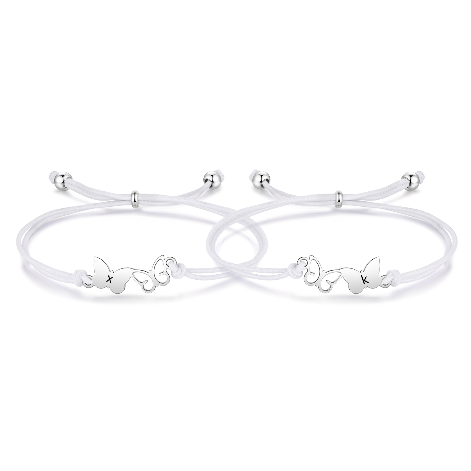 2 Pcs Bracelet Set Custom Letters Butterfly Bracelets Back To School Gift for Girls Kids-Jessemade AU