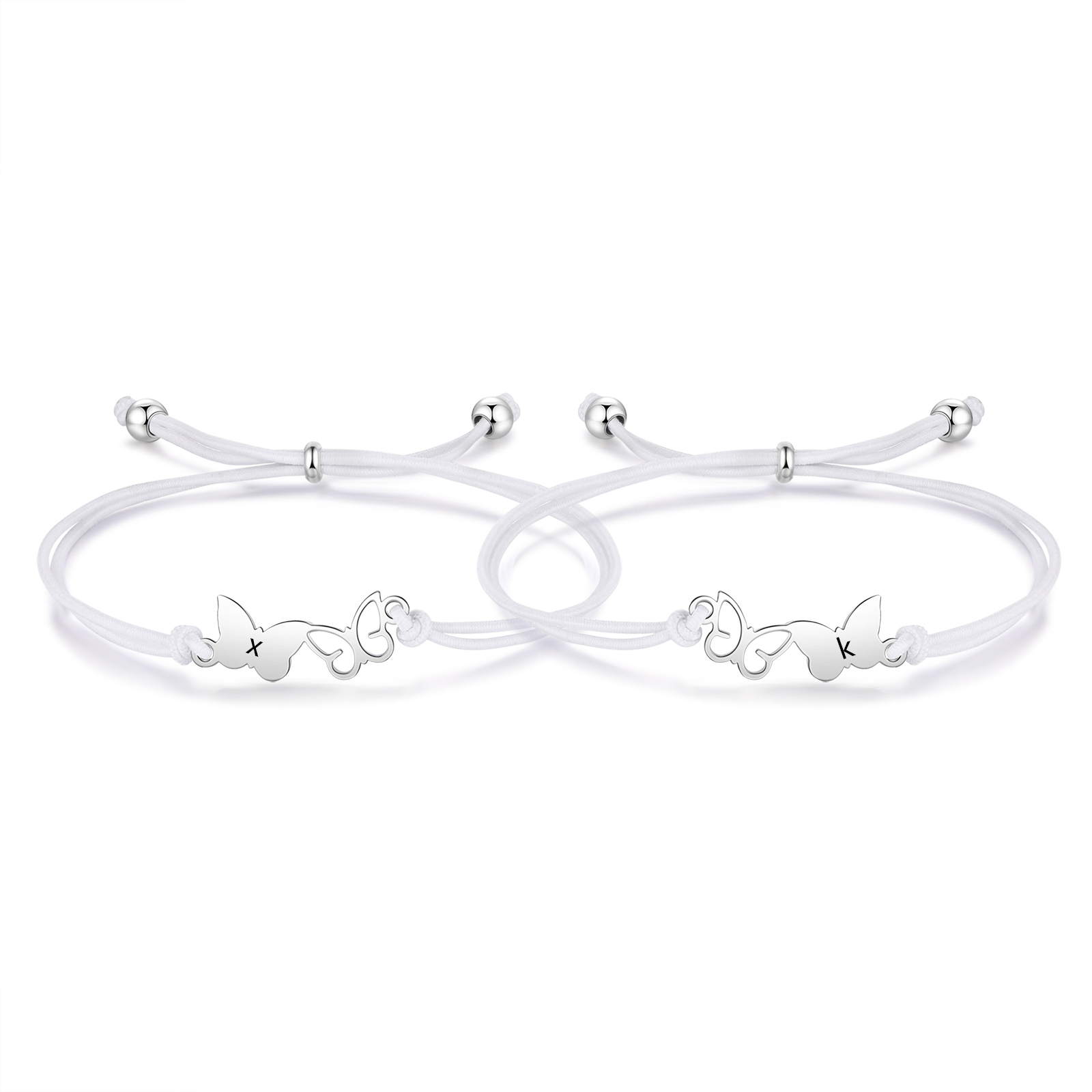 2 Pcs Bracelet Set Custom Letters Butterfly Bracelets Back To School Gift for Girls Kids-Jessemade AU