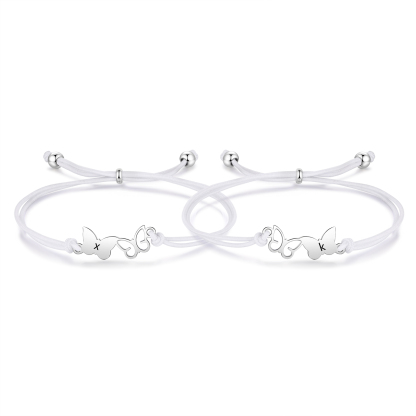 2 Pcs Bracelet Set Custom Letters Butterfly Bracelets Back To School Gift for Girls Kids-Jessemade AU
