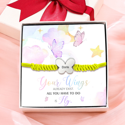 Butterfly Adjustable Bracelet Custom Name Bracelet Gift for Daughter Granddaughter - Your Wings Always Exist, All You Have To Do Is Fly-Jessemade AU