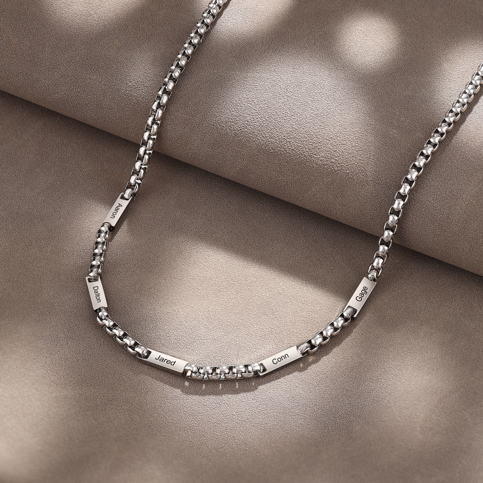 Personalized 5 Names Cuban Link Chain Necklace Stainless Steel Men Necklace