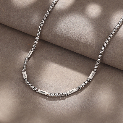 Personalized 5 Names Cuban Link Chain Necklace Stainless Steel Men Necklace