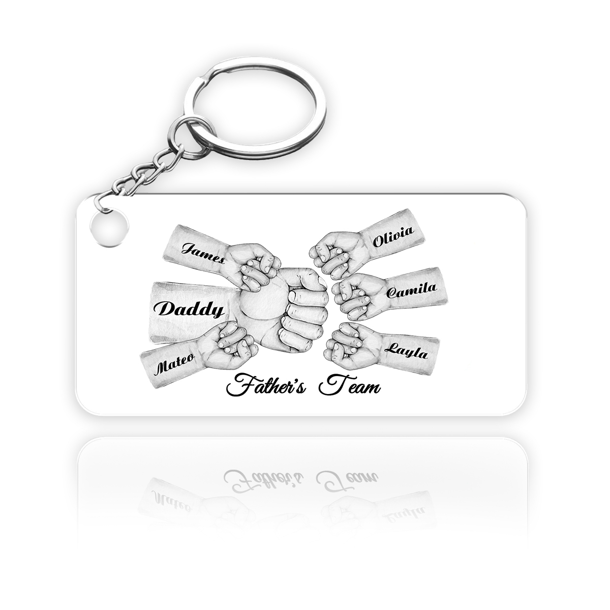 6 Names - Personalised Text & Name Acrylic Keychain Fist Bump Fathers Day Gifts for Dad/Grandpa-Jessemade AU