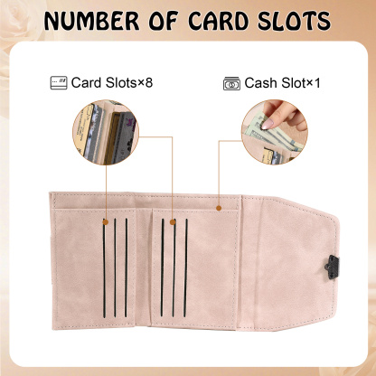 Personalised women’s leather wallet with birth flower and name