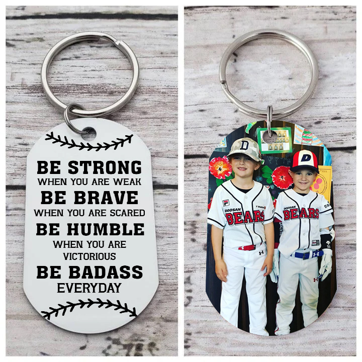 Personalised Photo Keychain Custom Basketball Keychain Gift for Kids - Be Strong, Be Brave, Be Humble, Be Badass Everyday-Jessemade AU
