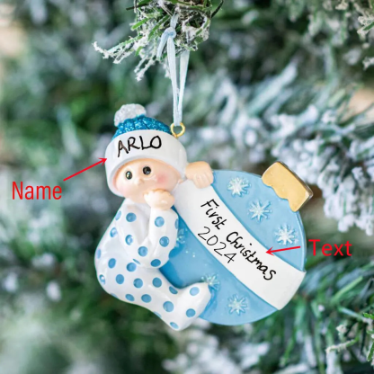 My First Christmas - Wooden Christmas Ornament Customised Name & Text Christmas Gift Personalised Baby Newborn Gift-Jessemade AU