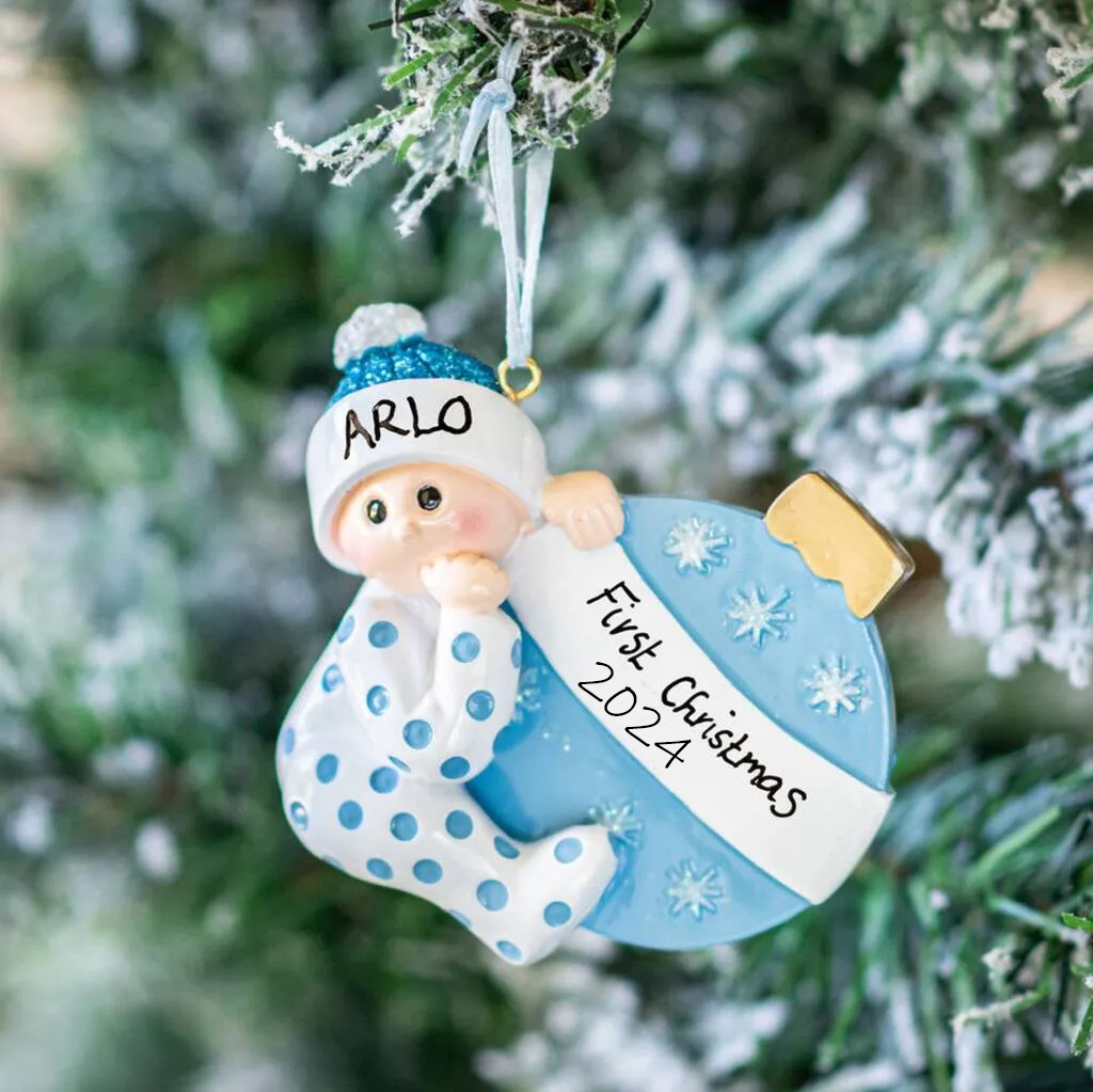 My First Christmas - Wooden Christmas Ornament Customised Name & Text Christmas Gift Personalised Baby Newborn Gift-Jessemade AU