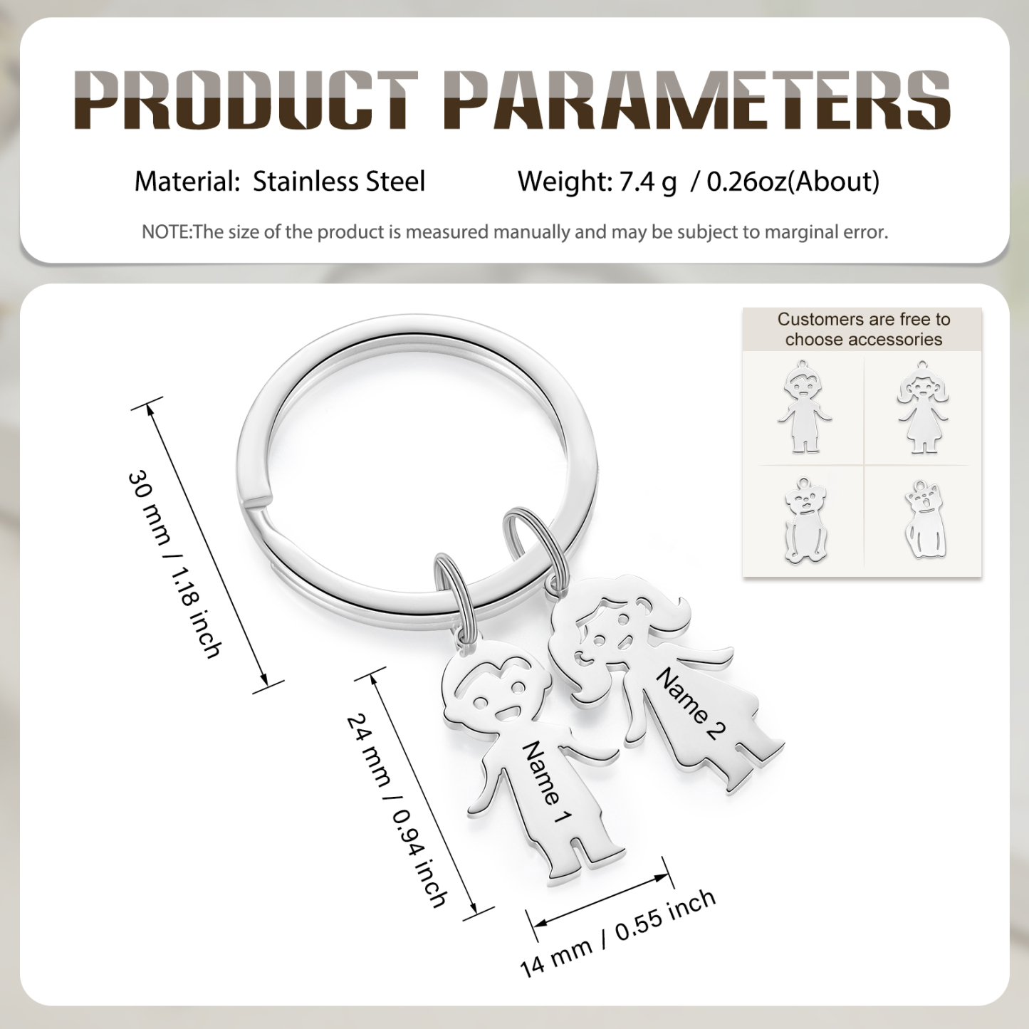 2 Names - Personalised Kid Charm Keychain Pet Charm Keyring Father's Day Gift for Family Friends-Jessemade AU