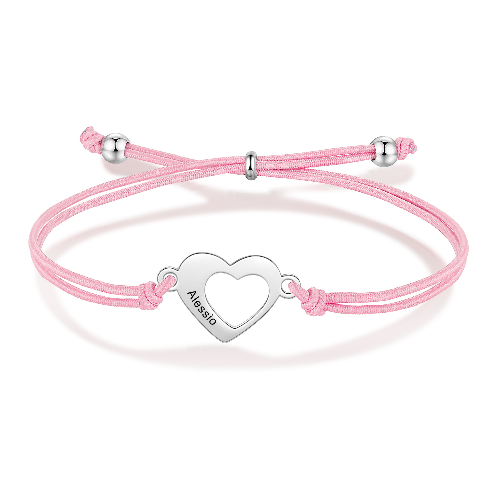 2 Pcs Heart Bracelet Set Custom 2 Names Adjustable Bracelets Back to School Gift for Daughter Granddaughter-Jessemade AU