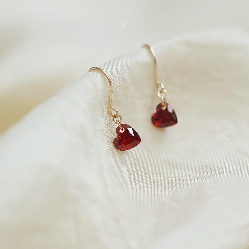 Women's Earrings Heart-Shaped Pedant Red Earrings Birthday Gifts for Her-Jessemade AU